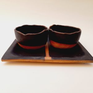 Juego de maceteros modelados negros