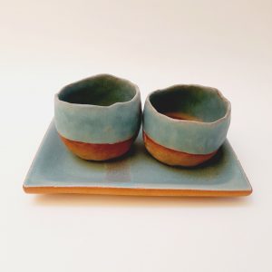 Juego de maceteros modelados turquesa