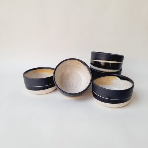 Juego de 6 pocillos, en diferentes tonalidades de negro